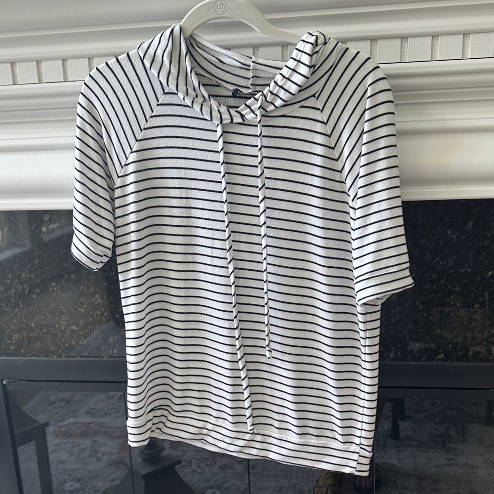 Pink Clover Black and White Striped Top